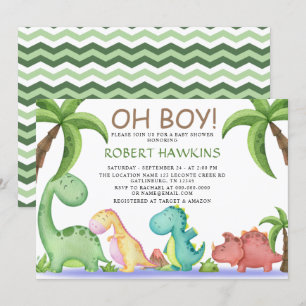 Invitation Oh Boy Dinosaur Baby shower