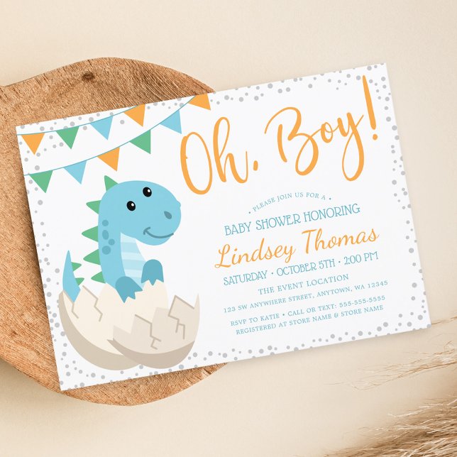 Invitation Oh Boy Dinosaur Baby shower (Créateur téléchargé)