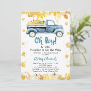 Invitation Oh Boy Foliage Little Citrouille Baby shower de ca