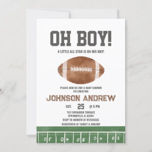 Invitation Oh Boy Football Baby shower garçon