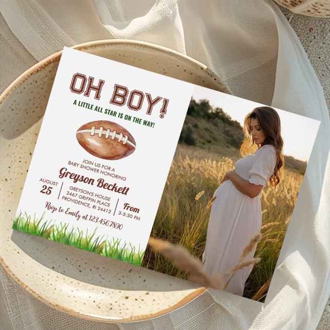 Invitation Oh Boy Football Baby shower Photo (Créateur téléchargé)