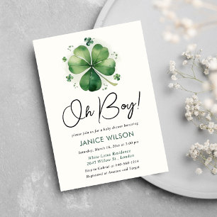 Invitation Oh Boy Green Shamrock St. Patricks Baby shower de
