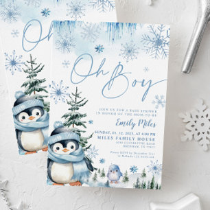 Invitation Oh Boy invitation, baby shower de manchot d'hiver
