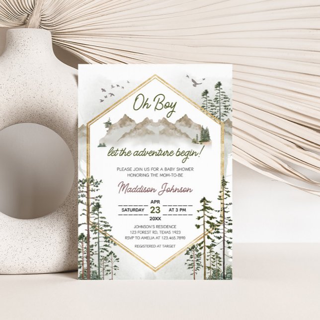 Invitation Oh Boy Let the Adventure Begin Baby Shower (Let the Adventure Begin Baby Shower Invitation)