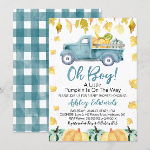 Invitation Oh Boy Little Citrouille Baby shower de camion