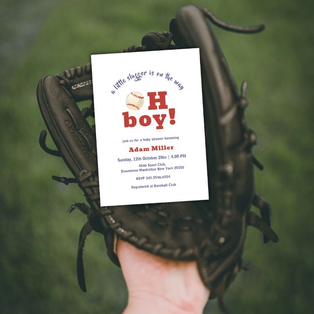 Invitation Oh Boy Little Slugger Baseball Sport Baby Shower (Oh Boy Little Slugger Baseball Sport Baby Shower Invitation)