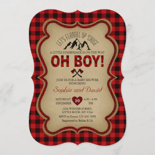 Invitation Oh Boy Lumberjack Red Buffalo Baby shower Invitati