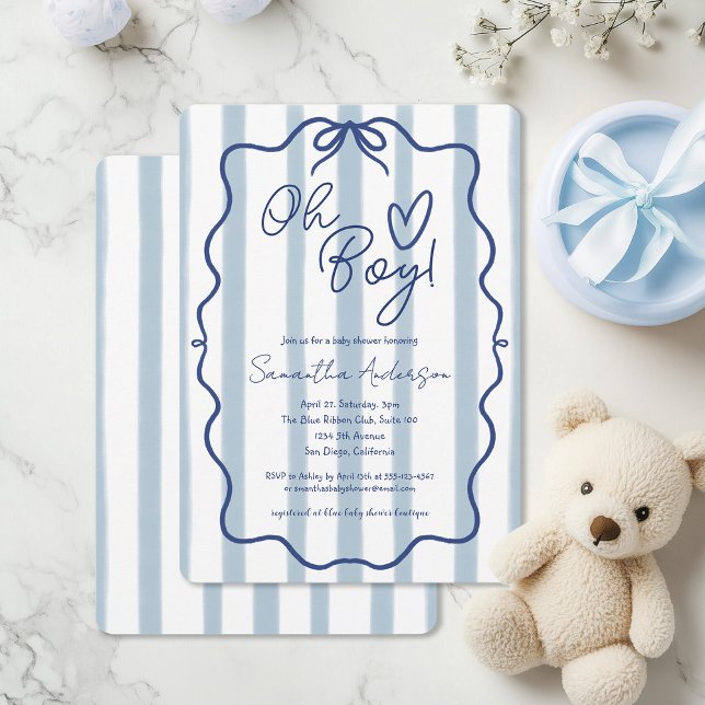 Invitation Oh Boy mignon Whimsical Baby shower bleu Invitatio (Créateur téléchargé)