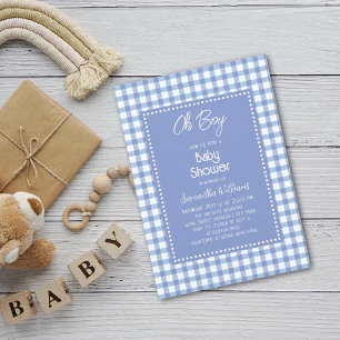 Invitation Oh Boy Modern Simple Bleu En vichy Baby shower gar