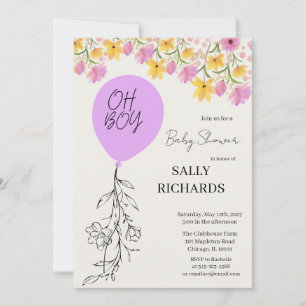 Invitation Oh Boy! Modernes Baby Shower mit blauen Ballons