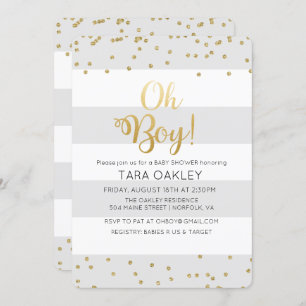Invitation Oh Boy Parties scintillant Confetti Baby shower In