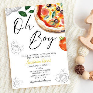 Invitation Oh Boy Pizza Pacificateurs Baby shower italien