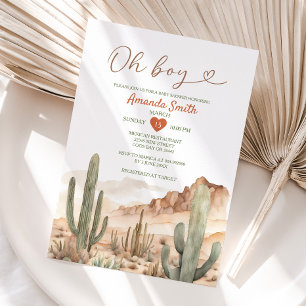 Invitation Oh Boy Rustic Desert Succulent Cactus Baby shower