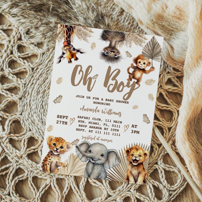 Invitation Oh Boy Safari Animaux Boho Baby shower (Créateur téléchargé)