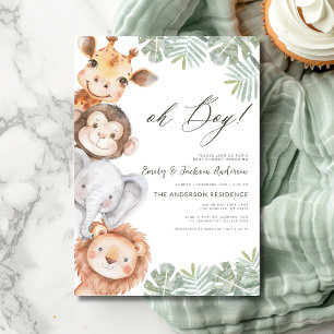 Invitation Oh Boy Safari Baby shower animal garçon