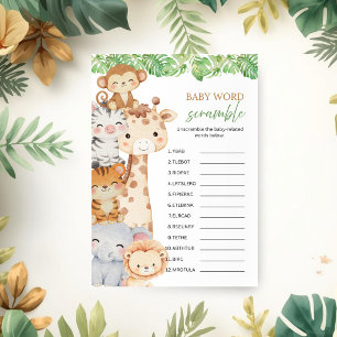 Invitation Oh Boy! Safari Baby Shower   Jeu de Mots Mêlés 