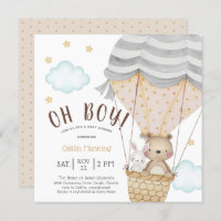 Oh Boy Teddy Bear Baby shower boisé