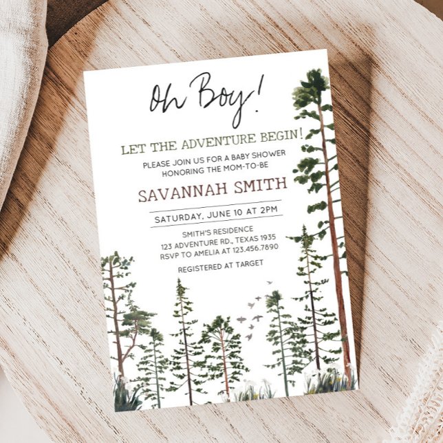 Invitation Oh Boy Woodland Baby Shower (Woodland Baby Shower Invitation)