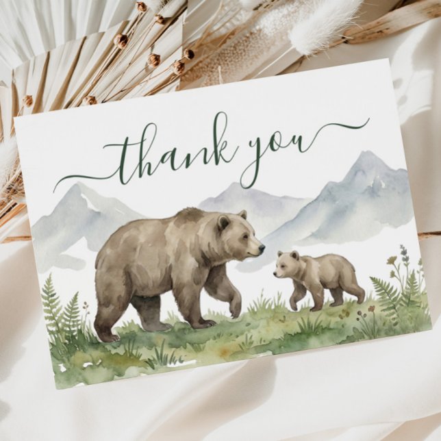 Invitation Oh Boy Woodland Bear Baby Shower Thank You Card (Oh Boy Woodland Bear Baby Shower Thank You Card)