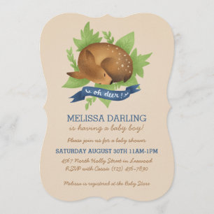 Invitation "Oh cerf !" Baby shower garçon à thème en bois mig