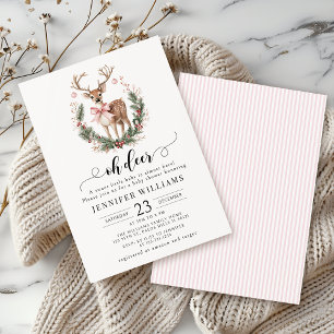 Invitation Oh cerf couronne d'hiver baptême de bébé fille de