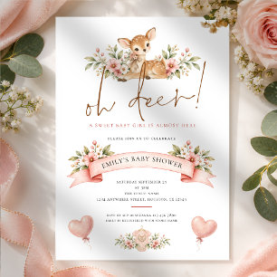 Invitation Oh cerf floral de la forêt Fawn Baby Shower