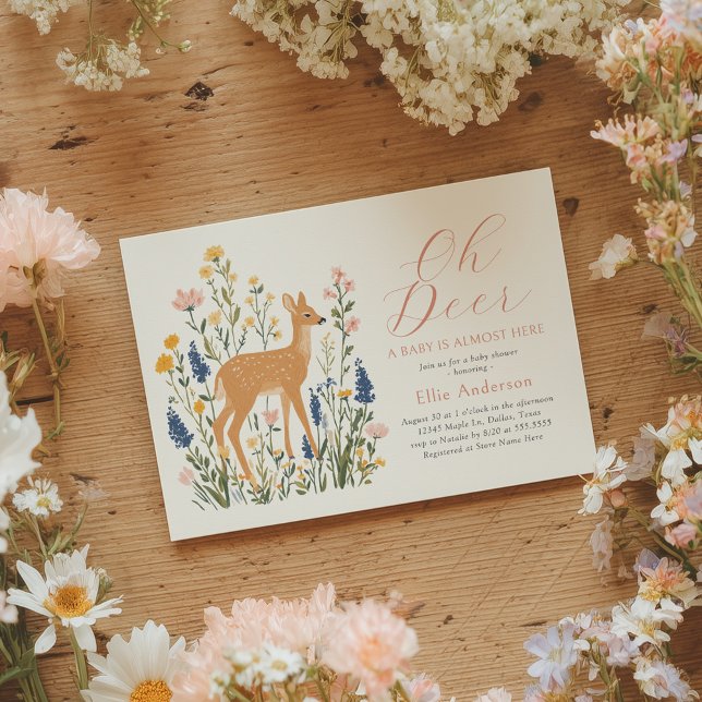 Invitation Oh Cerf Floral Forestique Baby Shower (Créateur téléchargé)