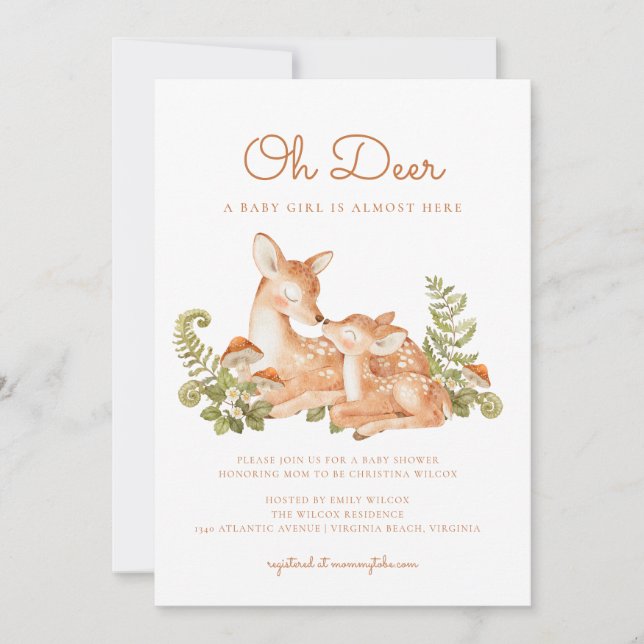 Invitation Oh Cerf Forêt Boisée Baby Shower  (Devant)