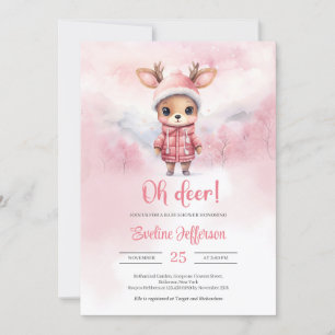 Invitation Oh cerf petit cerf rose fille d'hiver Baby shower