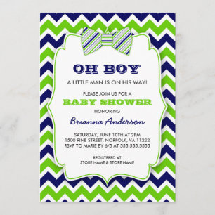 Invitation OH chevron vert de baby shower de cravate