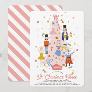 Invitation Oh Christmas Three Casse-Noisette Rose Fille Anniv