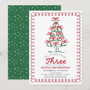 Invitation Oh Christmas Three Sapin Vert 3e Anniversaire