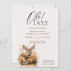 Invitation Oh Deer ! Aquarelle Fawn et Doe Baby shower
