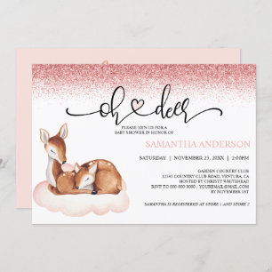 Invitation Oh Deer Baby shower aquarelle Parties scintillant 
