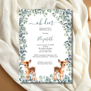 Invitation Oh Deer Baby shower jumeaux neutre pour les femmes