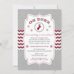 Invitation Oh Deer Buck Baby Sprinkle hiver rouge neutre