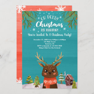 Invitation Oh Deer Christmas ici Bleu Rouge