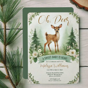 Invitation Oh, Deer ! Fête du Baby shower Woodland