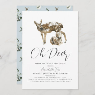 Invitation Oh Deer Maman & Fawn Blue Boy Baby shower