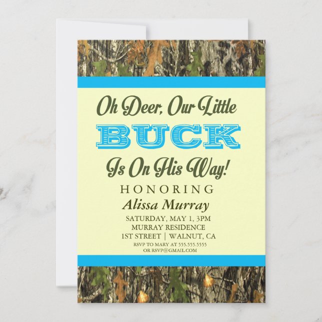 Invitation Oh Deer Notre Petit Buck Est En Chemin Baby shower (Devant)