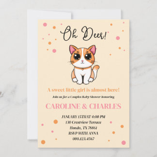 Invitation Oh Deer Pink Kitten Girl Baby Shower