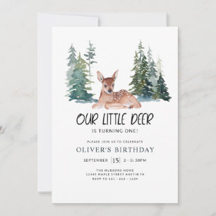 Invitation Oh Deer Première fête d'anniversaire Pin des bois