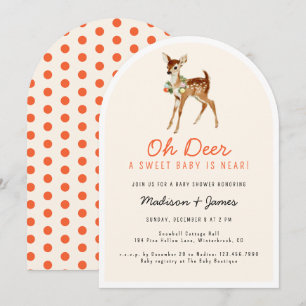 Invitation Oh Deer Sweet Retro Noël Baby shower d'hiver