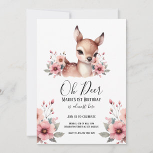 Invitation Oh Deer Watercolor fête d'anniversaire