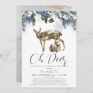 Invitation Oh Deer Winter Foliing & Blueberries Baby shower