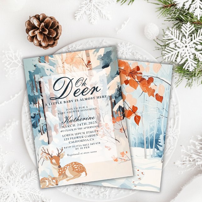 Invitation Oh Deer Winter Woodland Snowland Forest baby showe (Créateur téléchargé)
