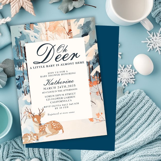 Invitation Oh Deer Winter Woodland Snowland Forest baby showe (Créateur téléchargé)