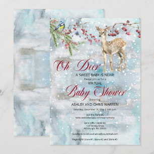 Invitation Oh Deer Woodland Animal Winter Baby shower virtuel