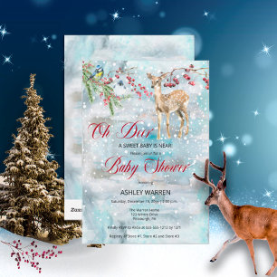 Invitation Oh Deer Woodland Animals Winter Boy Baby Shower