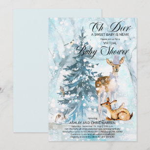 Invitation Oh Deer Woodland Animaux Virtual Boy Baby shower I